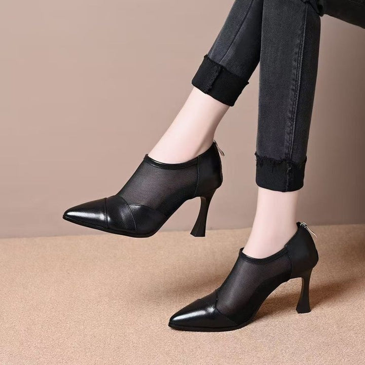 Damen Elegante Spitzer Pumps mit Transparenten Einsätzen Drune
