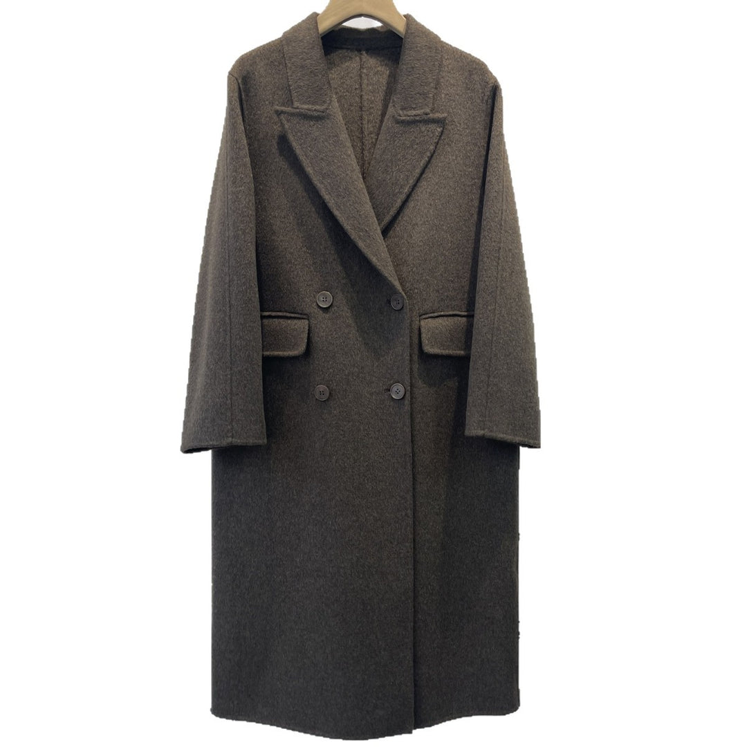 Damen Eleganter Wollmischung Peacoat Drune