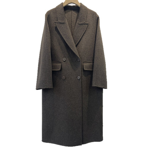 Damen Eleganter Wollmischung Peacoat Drune
