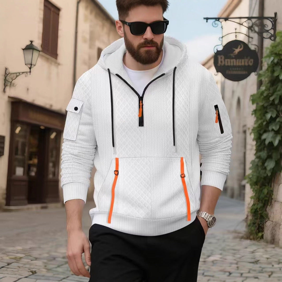 Herren sportlicher Kapuzenpullover mit strukturiertem Design und praktischen Reißverschlusstaschen Drune