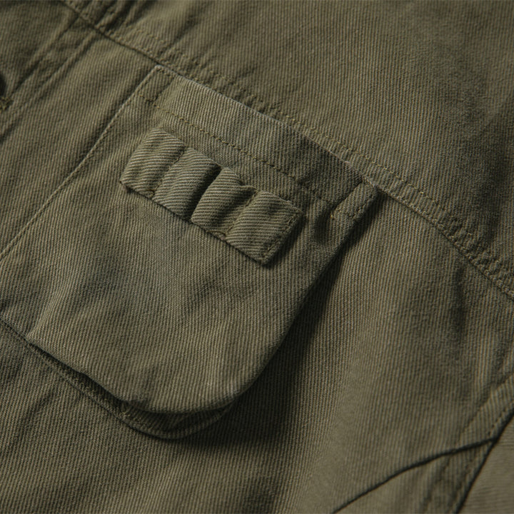 Herren Locker geschnittene Feldjacke im Workwear-Stil mit aufgesetzten Pattentaschen und Cordkragen Drune