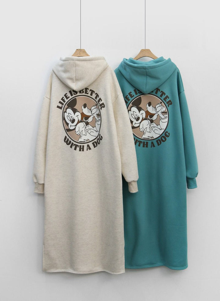 Damen Cozy Hoodie-Kleid mit großflächigem Print und bequemen Schnitt Drune