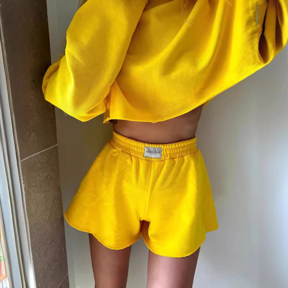 Damen Freizeitoberteil und kurze Shorts Set Drune