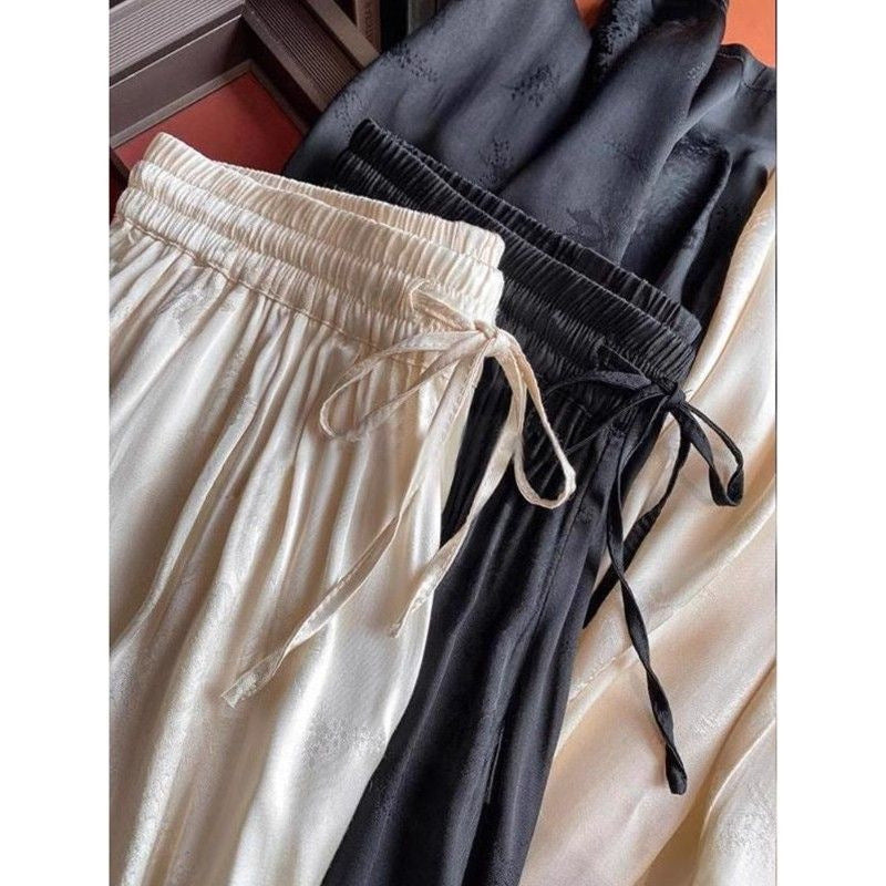 Damen Luxuriöse Seiden Schlafshorts Set mit Verstellbarem Bund Drune