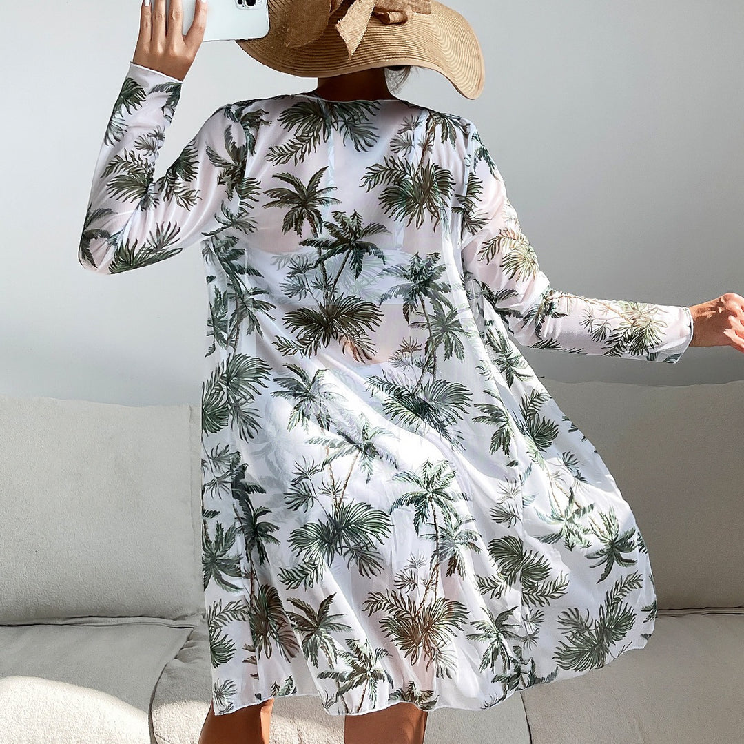 Damen Strandset mit floralem Kimono und Crop-Top Drune