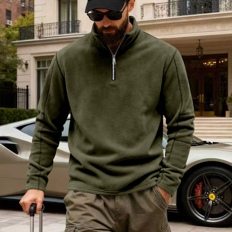 Herren Halbzip-Sweatshirt mit Stehkragen und markanten Nahtdetails Drune