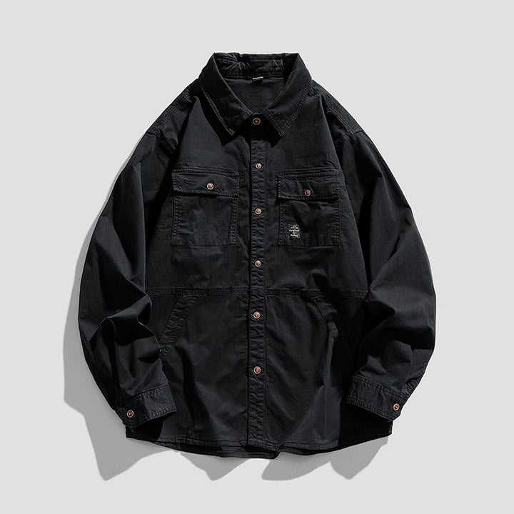 Herren Lässige Overshirt-Fieldjacke im Utility‑Stil mit Brust- und Eingrifftaschen Drune