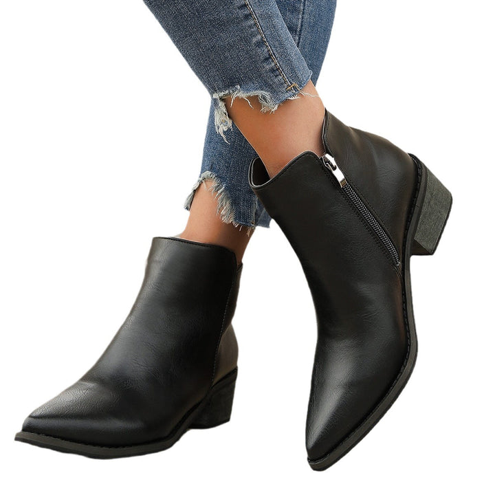 Damen elegante Ankle-Boots mit spitzem Fersenbereich und seitlichem Reißverschluss Drune