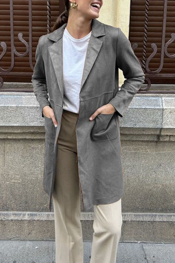 Drune | Langer Wildleder Trenchcoat