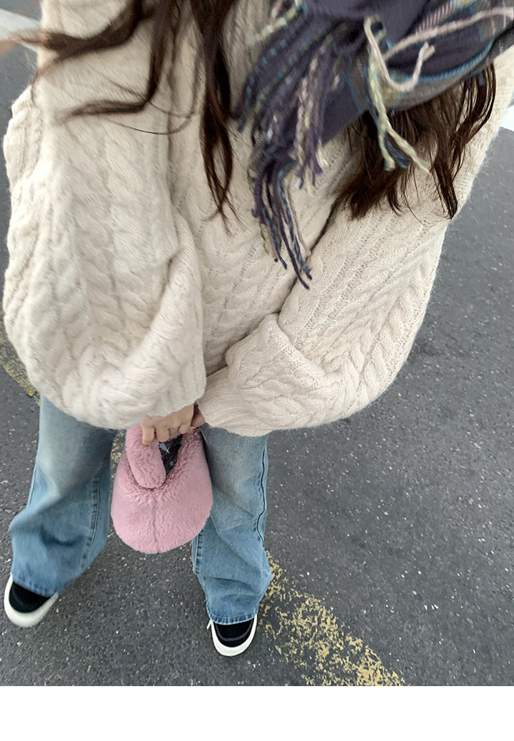 Damen Strickpullover mit voluminösen Ärmeln Drune