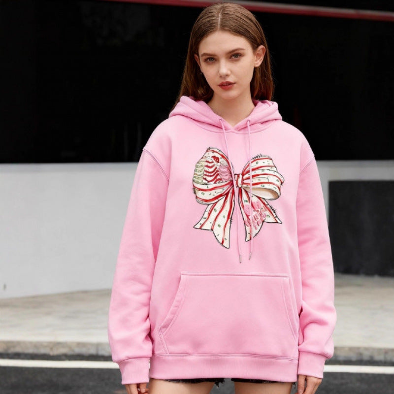 Damen Kapuzenpullover mit festlichem Schleifenmotiv Drune