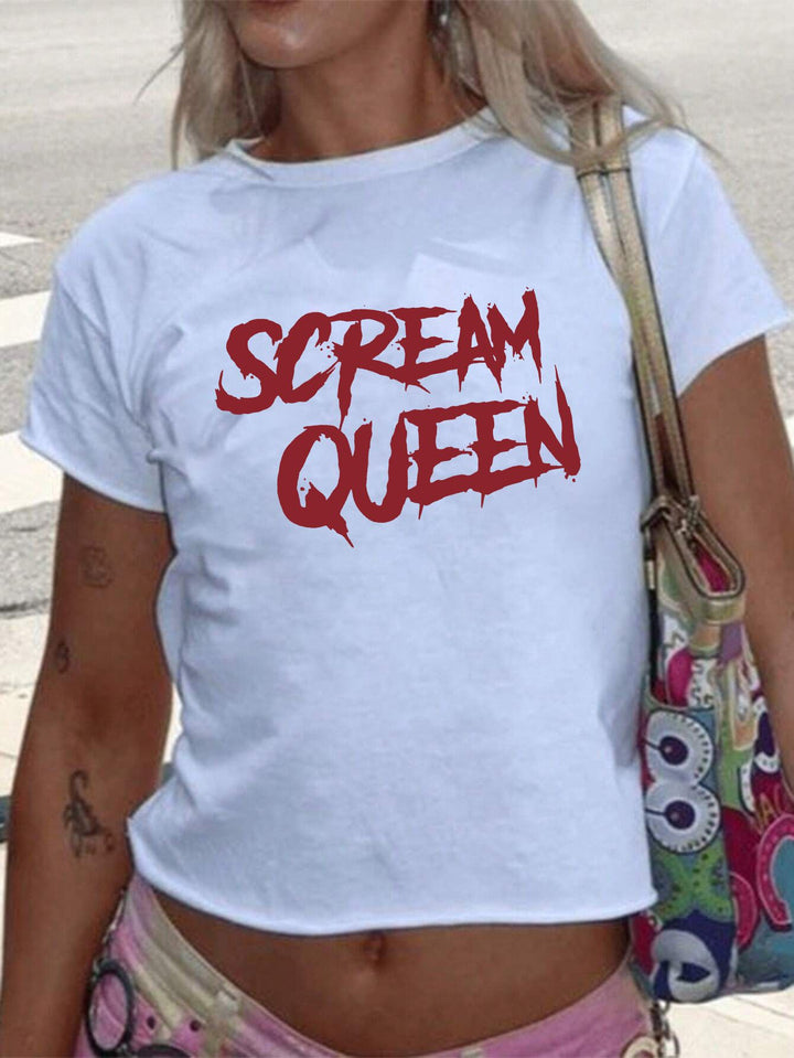 Damen T-Shirt mit funkelndem Discokugel-Motiv und zeitgemäßem Schleifendetail Drune