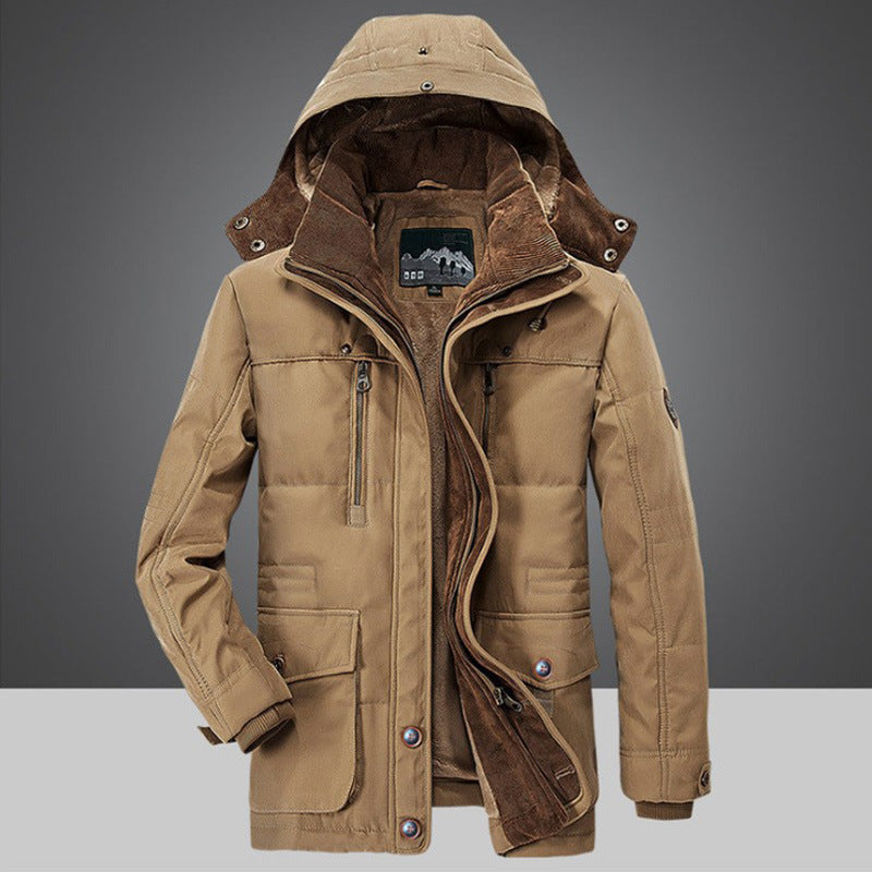Herren nan arktis-inspirierter Fieldparka mit Cord-Innenkragen, abnehmbarer Kapuze und multifunktionalen Taschen Drune