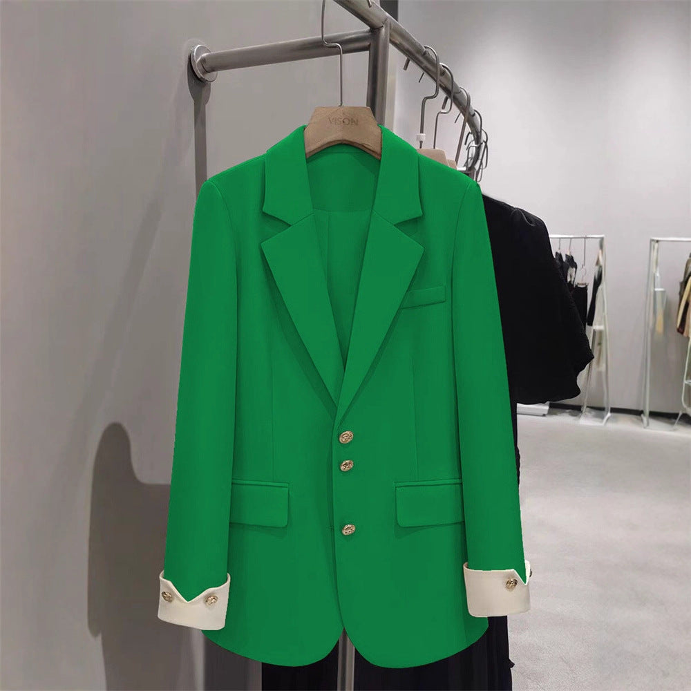Damen Eleganter Blazer mit goldenen Knopfdetails Drune