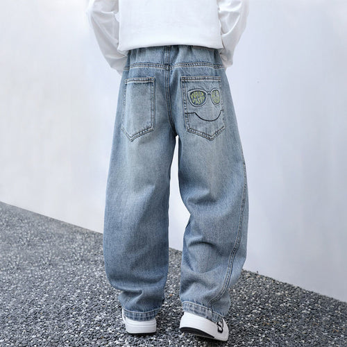 Unisex weite Denim-Hose mit speziellen Taschen Drune