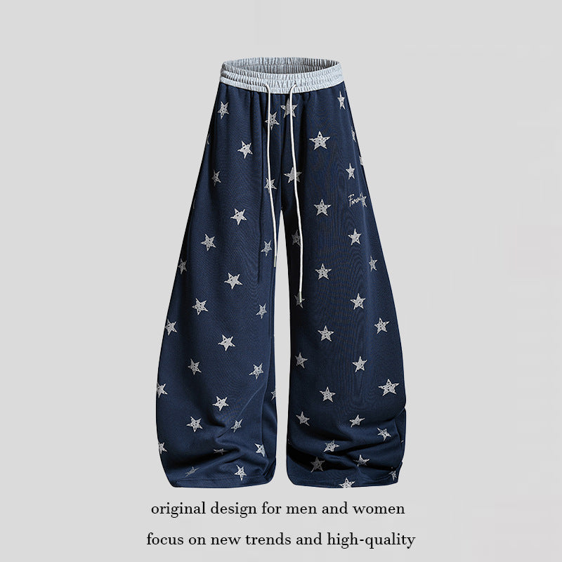 Damen Weite Lounge-Hose mit Sternenprint und elastischem Tunnelzug Drune