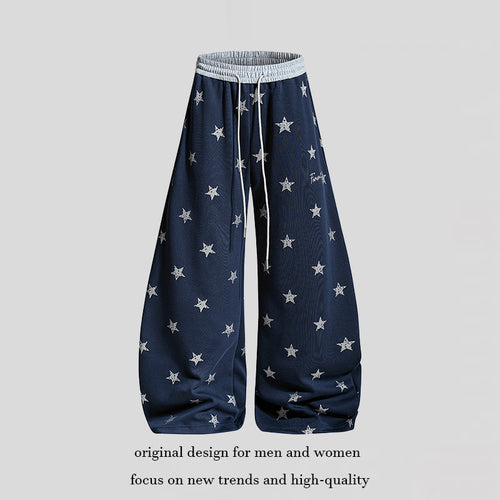 Damen Weite Lounge-Hose mit Sternenprint und elastischem Tunnelzug Drune