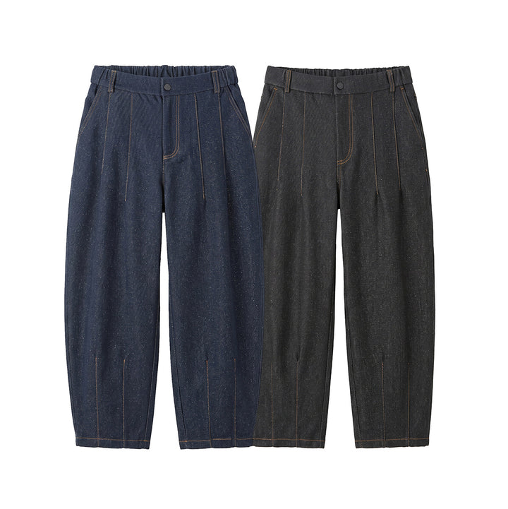 Damen Hochtaillierte Relaxed-Jeanshose mit Bundfalten, Teilungsnähten und elastischem Rückbund Drune