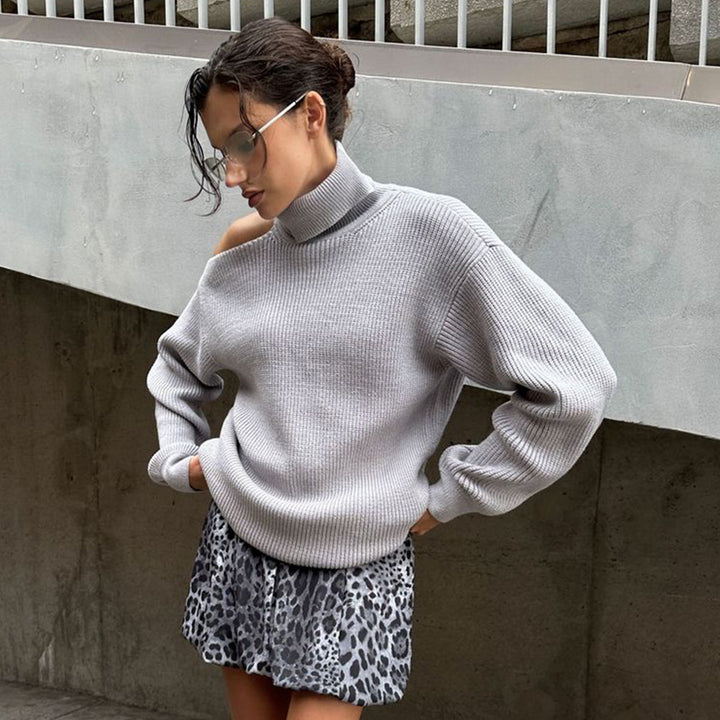 Damen Modischer Rollkragenpullover mit lässigem Schnitt Drune