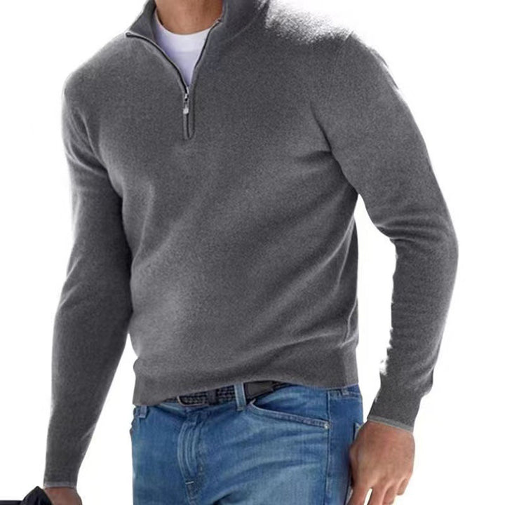 Herren eleganter Pullover mit hohem Kragen und feinem Rippdesign Drune