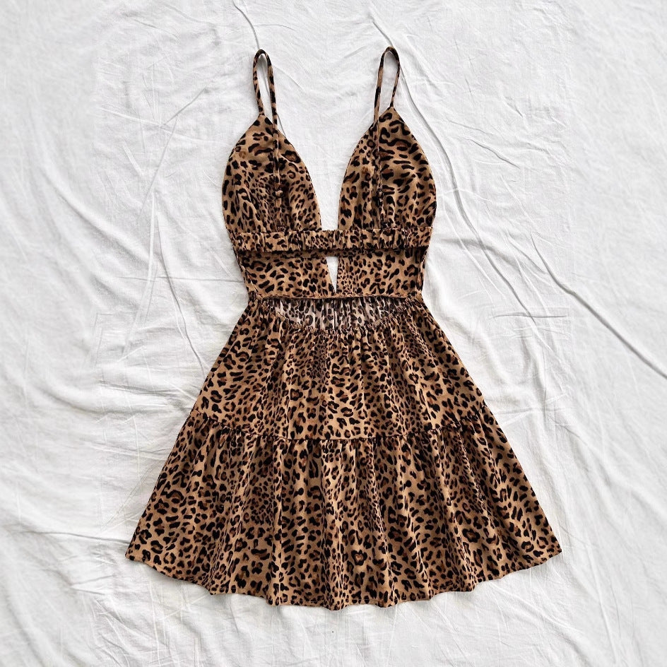 Damen Kleid mit raffiniertem Leo-Design und verstellbaren Trägern Drune