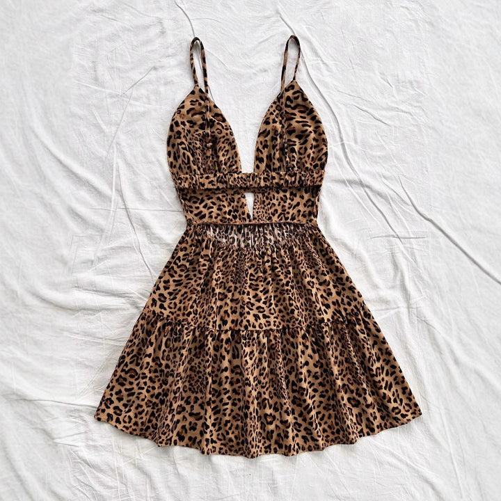 Damen Kleid mit raffiniertem Leo-Design und verstellbaren Trägern Drune