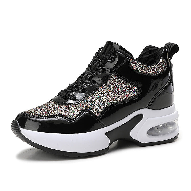 Damen nan modische Plateau-Sneaker mit Glitzerbesatz und sichtbarem Luftpolster Drune