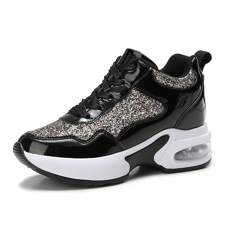 Damen nan modische Plateau-Sneaker mit Glitzerbesatz und sichtbarem Luftpolster Drune