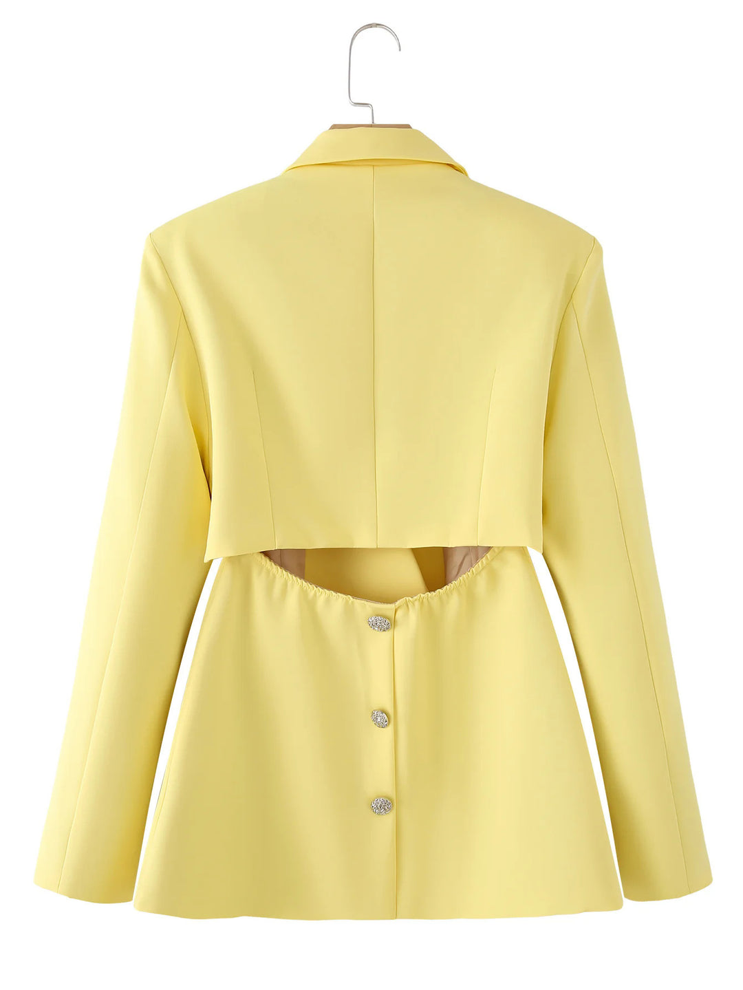 Damen strukturierter Blazer mit eleganten Klappärmel und dekorativem Verschluss Drune