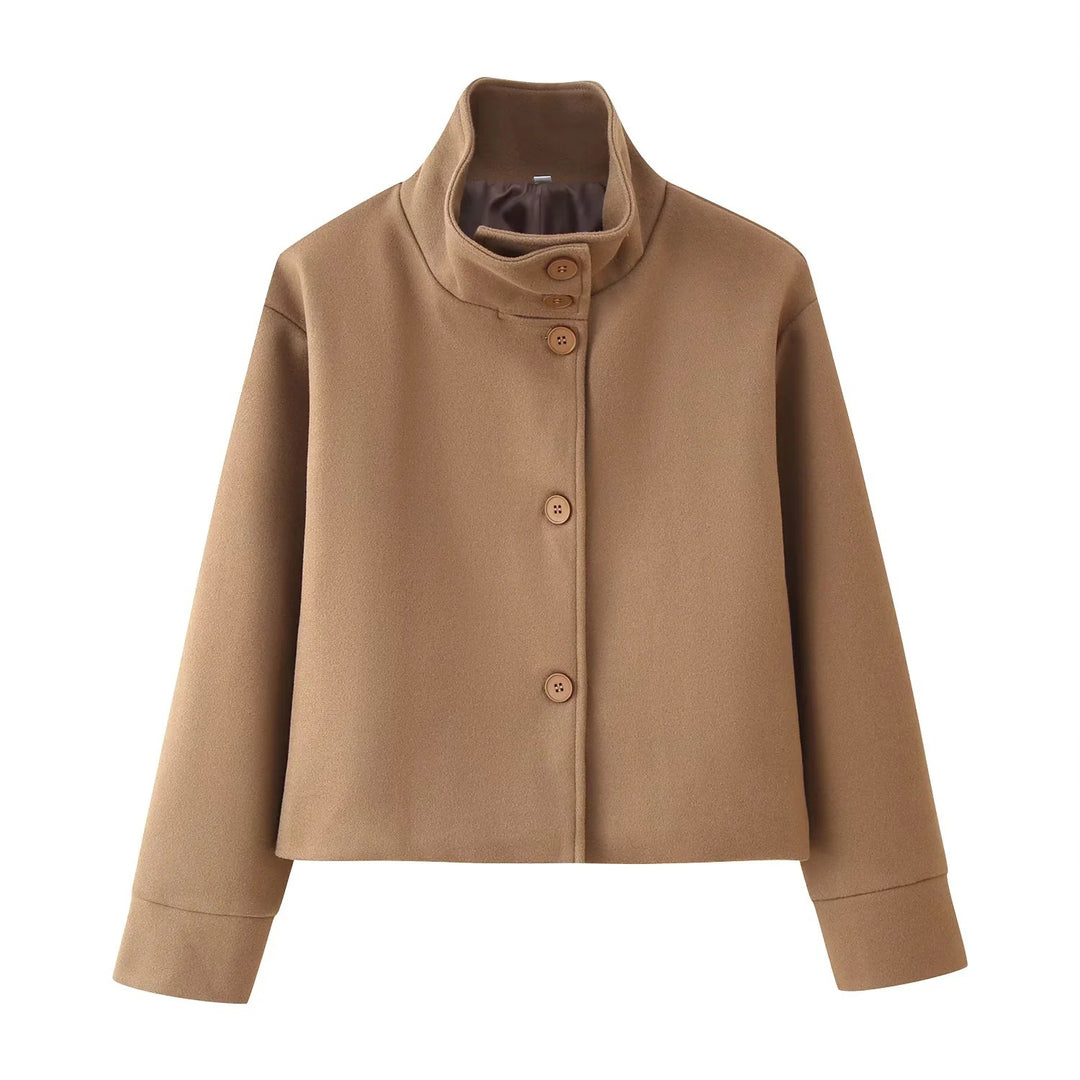 Damen modische Übergangsjacke mit elegantem Kragen und praktischen Knopfdetails Drune