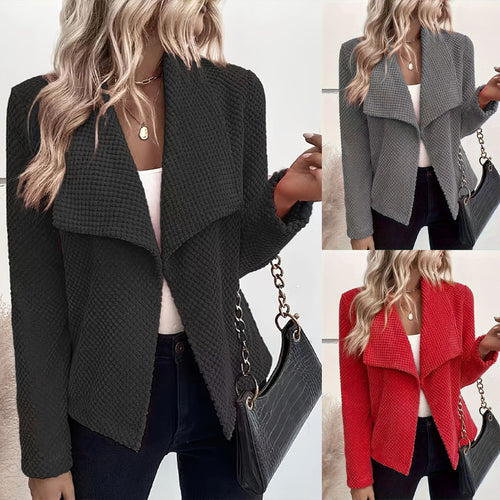 Damen Wasserfall-Cardigan aus Waffel‑Fleece mit offener Front Drune