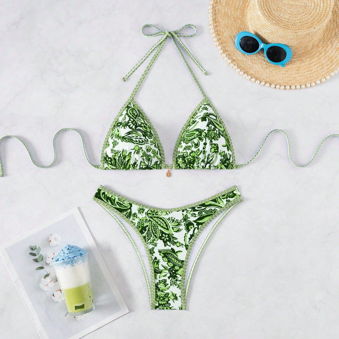 Damen Triangel-Bikini mit floraler Spitze Drune