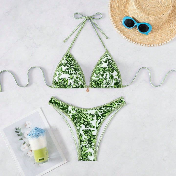 Damen Triangel-Bikini mit floraler Spitze Drune