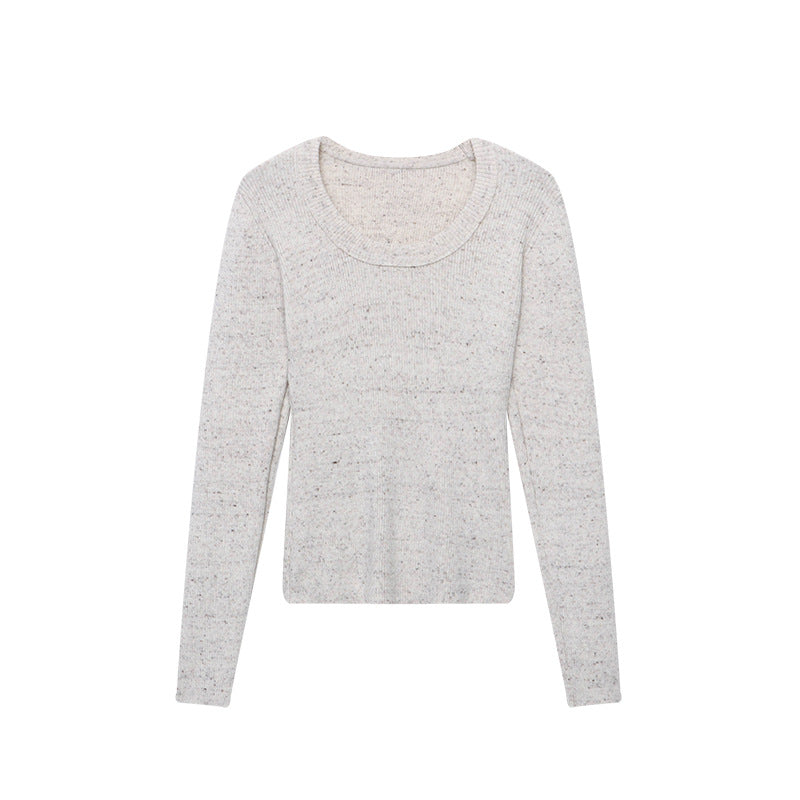 Damen eleganter Strickpullover mit tiefem V-Ausschnitt und feinen Rippdetails Drune