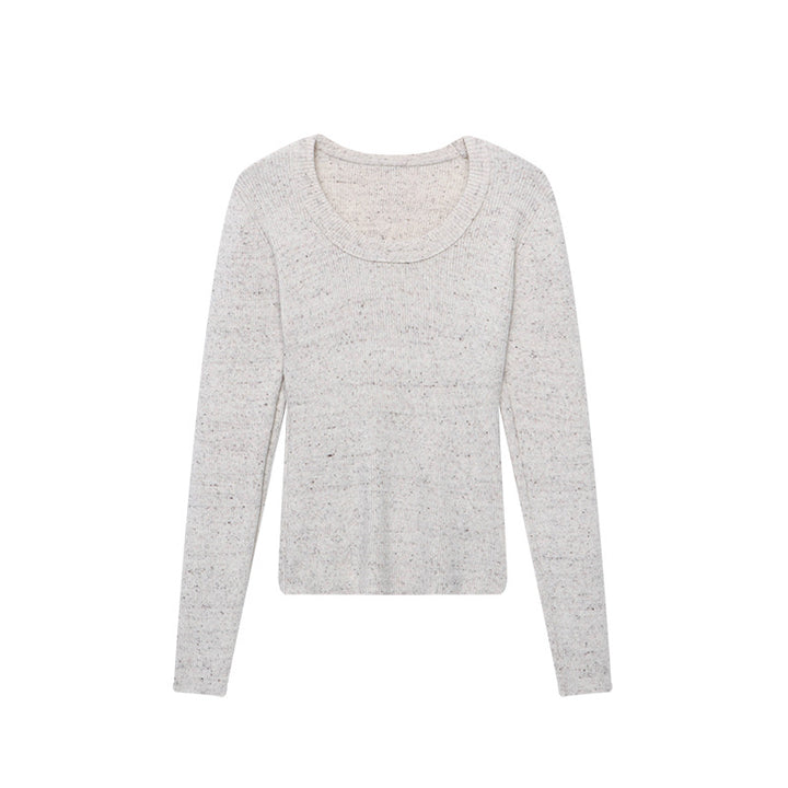 Damen eleganter Strickpullover mit tiefem V-Ausschnitt und feinen Rippdetails Drune