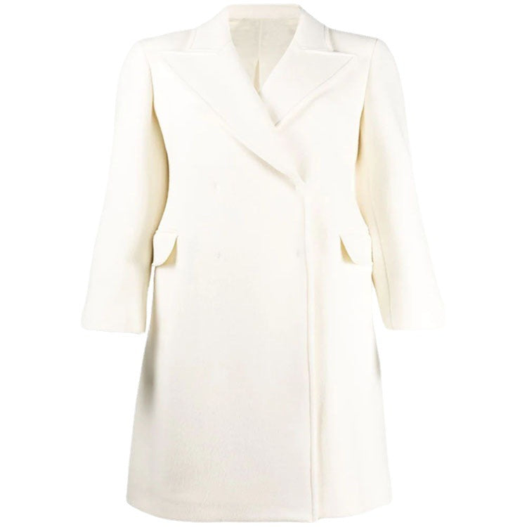 Damen Clean-Cut Longmantel mit überschnittenem Revers und klarer Tailoring‑Silhouette Drune
