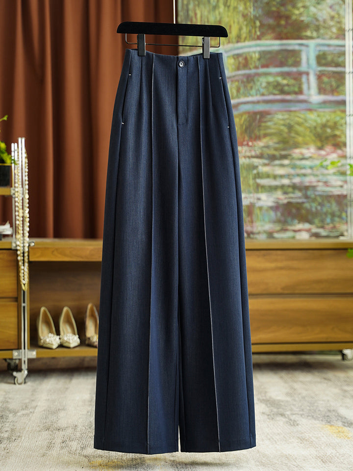 Damen Hochtaillierte weite Bundfaltenhose mit Bügelfalte und fließender Wide‑Leg-Silhouette Drune