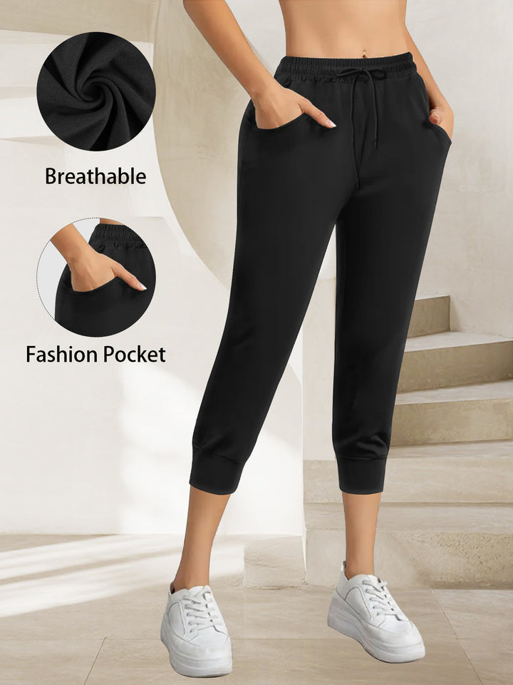 Damen Atmungsaktive Ankle-Joggerhose mit Kordelzug und Eingrifftaschen Drune