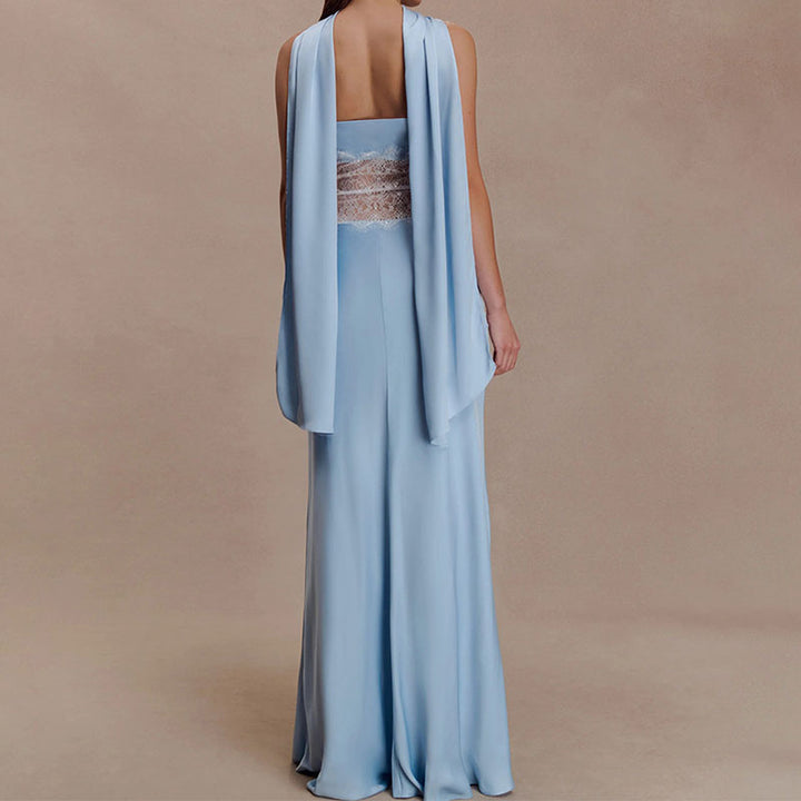 Damen Hochwertiges Abendkleid mit floralem Spitzenoberteil Drune