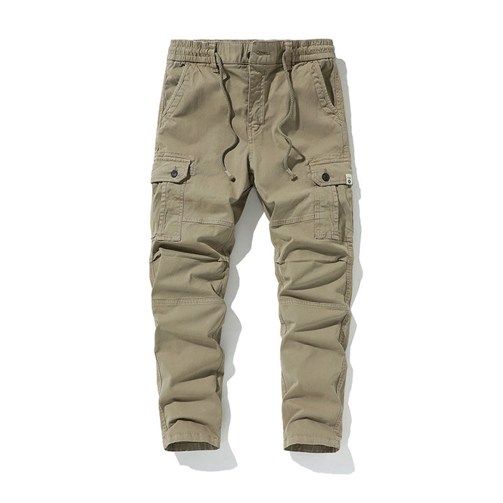 Herren Strapazierfähige Canvas-Cargohose mit ergonomischen Kniefalten, Tunnelzugbund und aufgesetzten Klapptaschen Drune