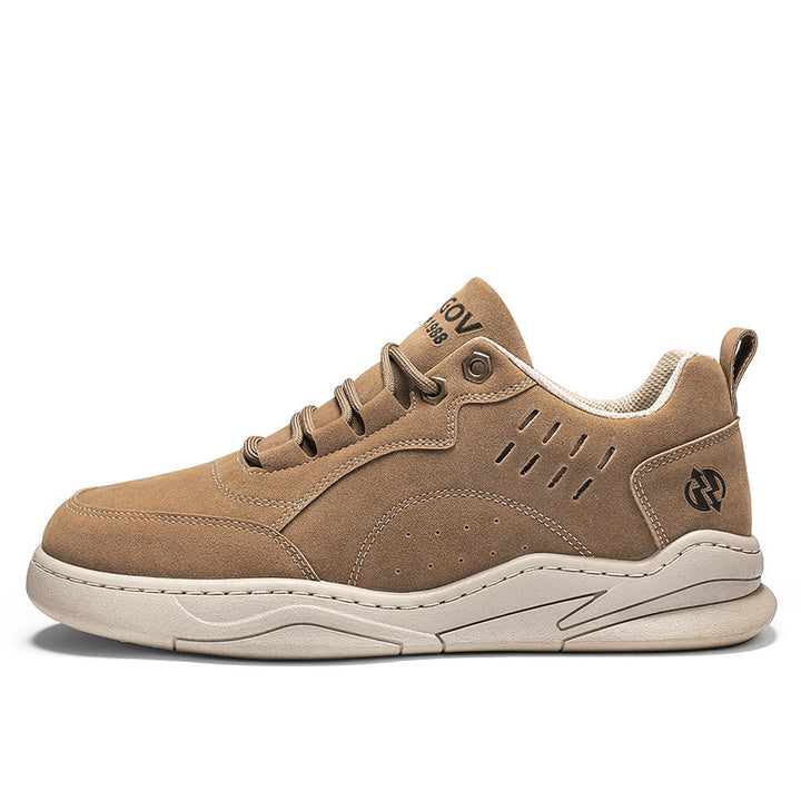 Herren urbaner Veloursleder-Optik City-Sneaker mit gelochter Seitenbelüftung und ergonomischer Plateaulaufsohle Drune