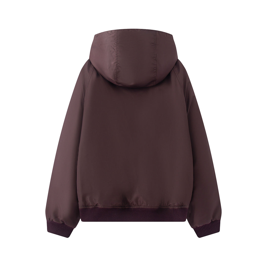 Damen nan wattierte Kapuzenjacke mit Teddyfutter, verdeckter Reißverschluss und Rippbündchen Drune