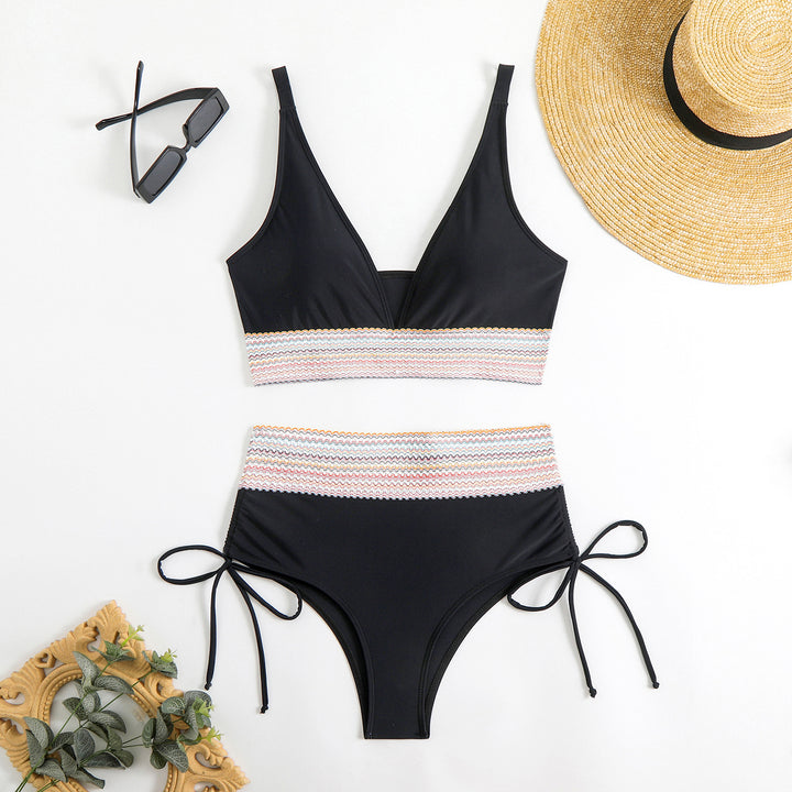 Damen Hochgeschnittener Bikini mit verstellbaren Bindebändern Drune