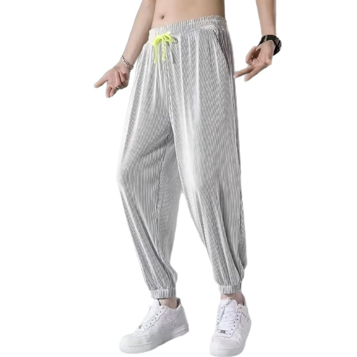 Herren Entspannte Freizeithose mit elastischem Bund und modischem Streifen Drune