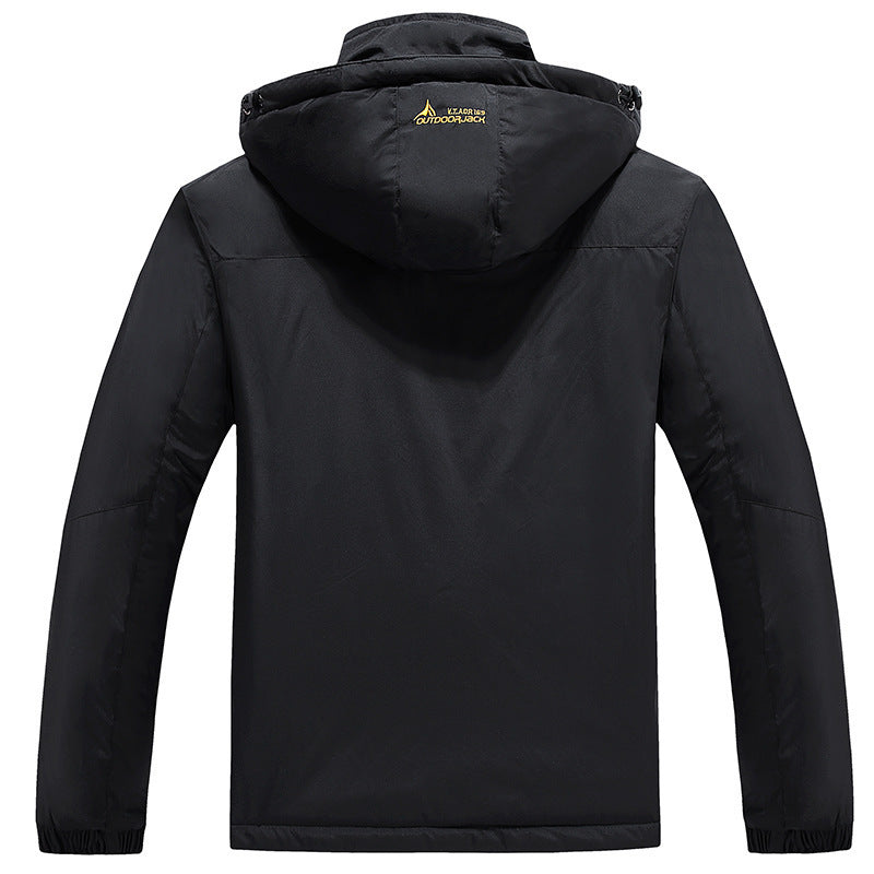 Herren technische Outdoor-Thermojacke mit abnehmbarer Kapuze, winddichter Außenschale und wärmender Fleece-Innenlage Drune