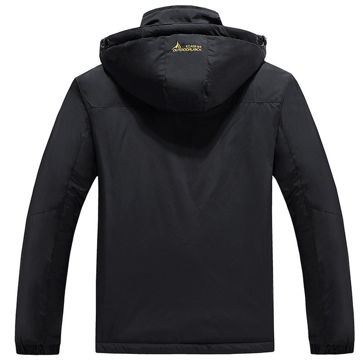 Herren technische Outdoor-Thermojacke mit abnehmbarer Kapuze, winddichter Außenschale und wärmender Fleece-Innenlage Drune