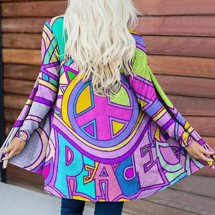 Damen farbenfroher Kapuzenpullover mit weitem Schnitt Drune