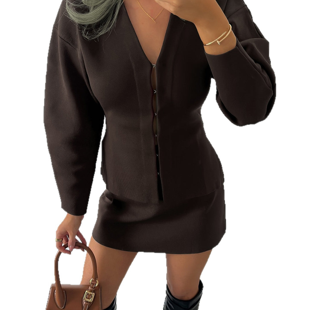 Damen nan taillierte Feinstrickcardigan mit V-Ausschnitt und Häkchenverschluss Drune
