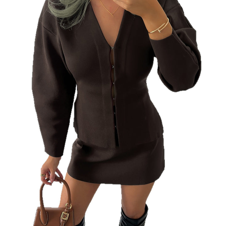 Damen nan taillierte Feinstrickcardigan mit V-Ausschnitt und Häkchenverschluss Drune