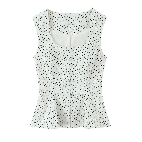 Damen Polka-Dot Tailliertes Oberteil mit eleganter Knopfleiste Drune